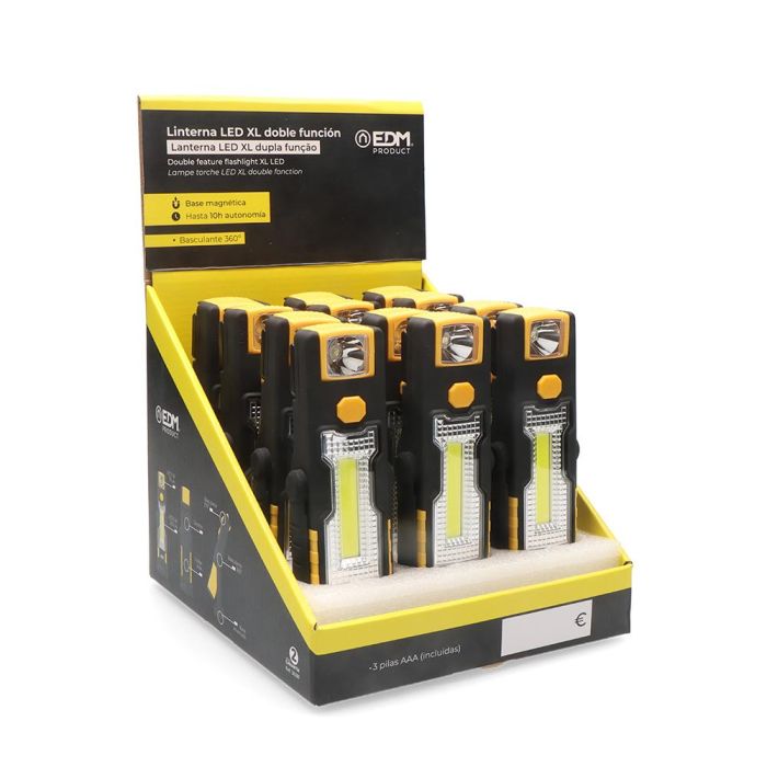 Edm Linterna LED XL Doble Función con Gancho + Imán, 230 lm, 3 x AAA (Pilas Incluidas) 4