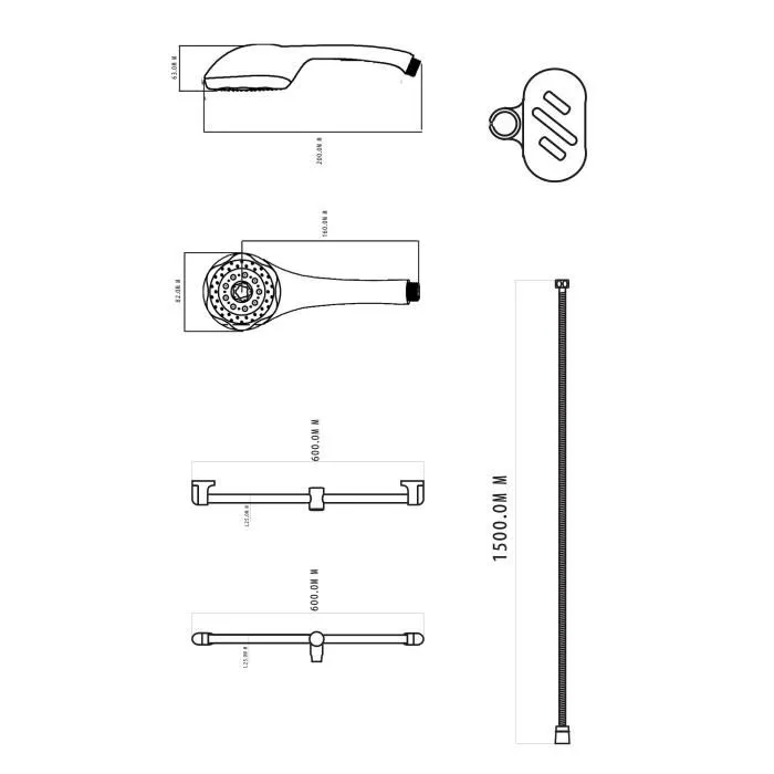 Edouard Rousseau Barra de ducha + ducha de mano Heko - Cromo - Acero inoxidable 60cm - 5 chorros - Antical 1