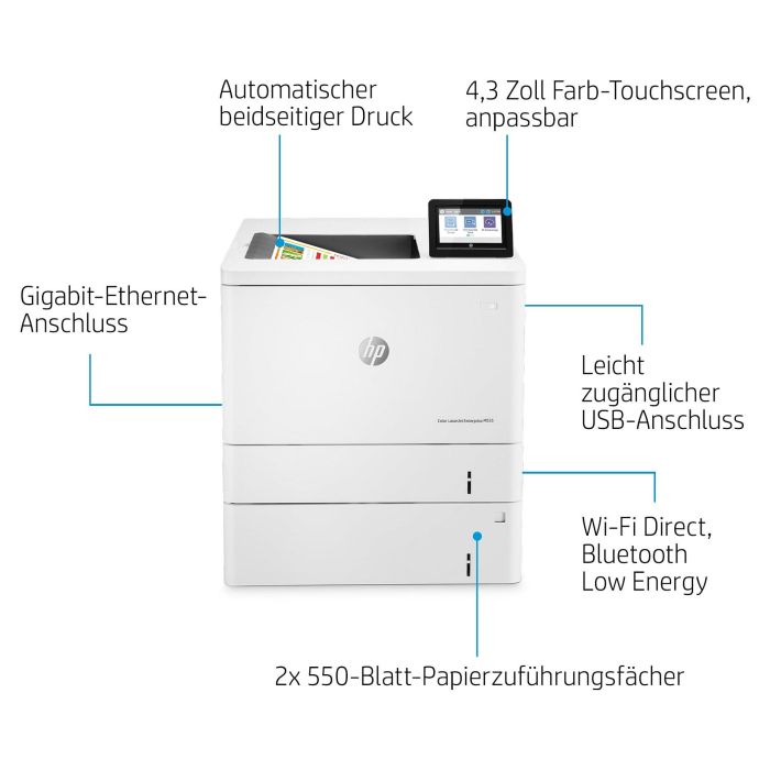 HP Color LaserJet Enterprise M555x Impresora Láser Color A4 38 ppm LAN WiFi Duplex 1200x1200 DPI