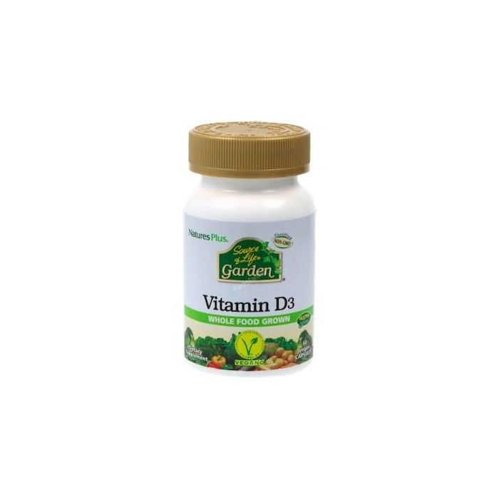 NATURES PLUS Vitamina D3 Garden Source Of Life 2500 IU, 60 Cápsulas Veganas para Inmune y Huesos
