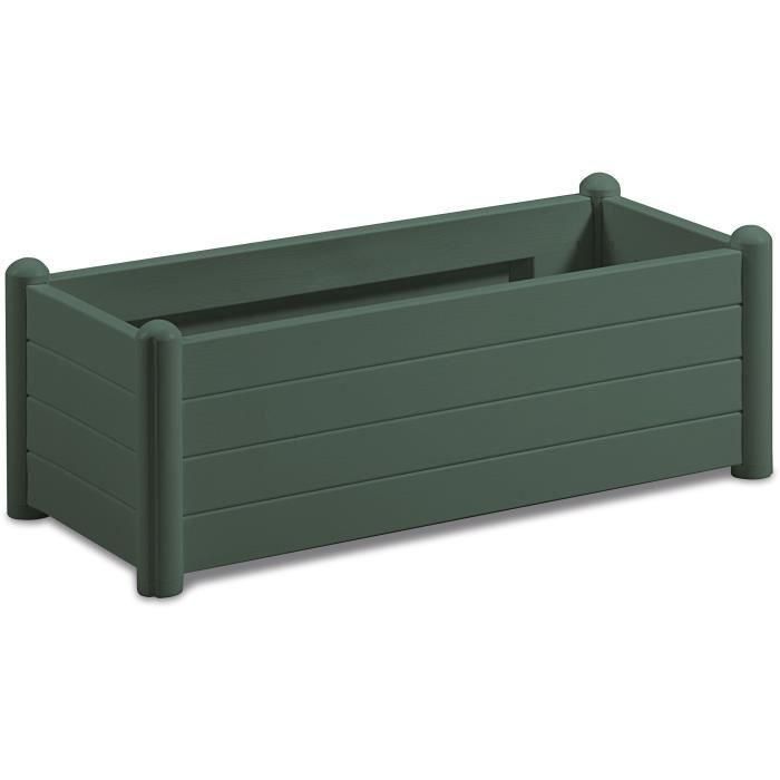 STEFANPLAST Caja de flores rectangular - Acabado de madera - 100x43xH35cm - 80L - Verde oscuro