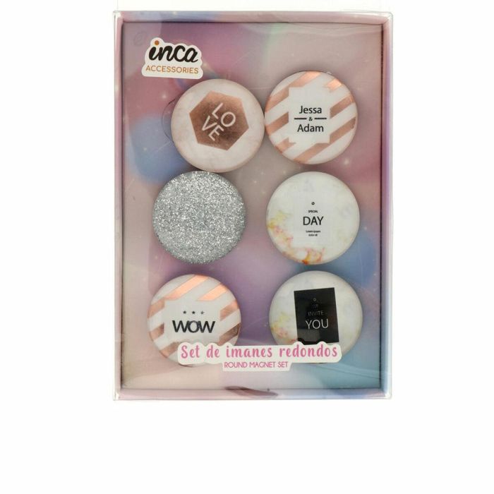 Inca Imanes redondos Lote de 6 piezas con mensajes inspiradores para nevera y decoración hogar Inca Imanes redondos Lote de 6 piezas con mensajes inspiradores para nevera y decoración hogar