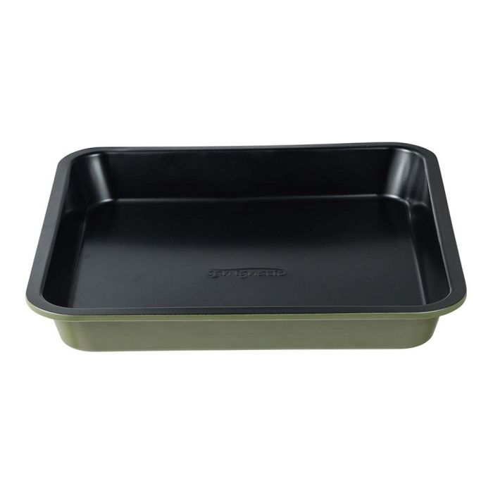 San Ignacio Bandeja Cuadrada Experto Acero al Carbón para Horno 26 x 26 x 3.5 cm Color Verde Oliva Revestimiento Antiadherente
