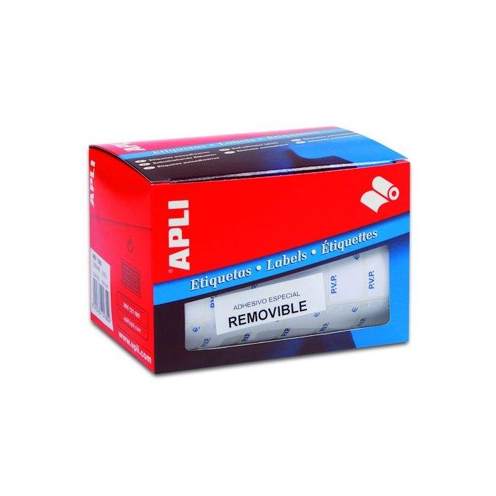 Apli Etiquetas Removibles PVP 16x22 mm Rollo Blanco 2520 Unidades
