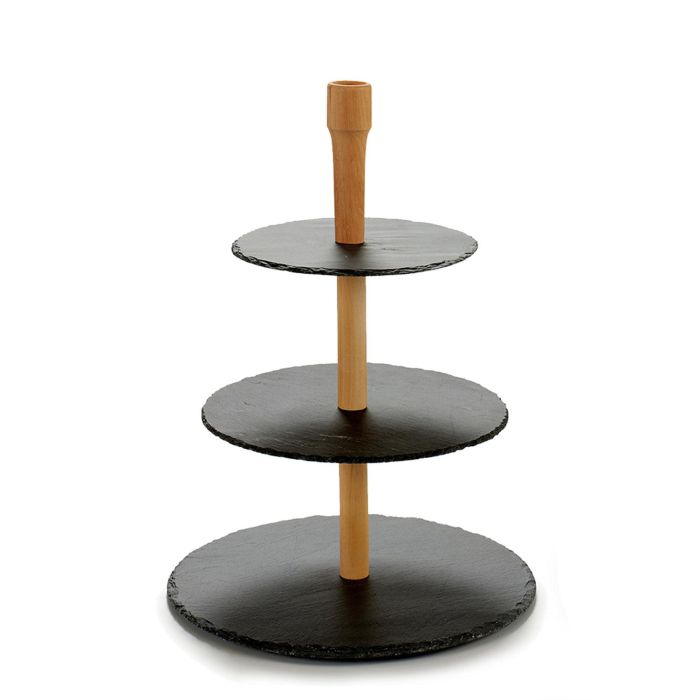 Estante Pizarra 3 Pisos Redondo Kinvara 30x30x40 cm Negro y Madera (8 Unidades) 1 Estante Pizarra 3 Pisos Redondo Kinvara 30x30x40 cm Negro y Madera (8 Unidades) 1