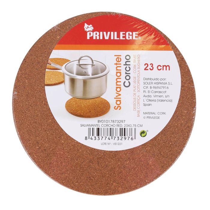 Salvamantel de corcho redondo 23x0,75 cm - Privilege (12 Unidades) 2 Salvamantel de corcho redondo 23x0,75 cm - Privilege (12 Unidades) 2