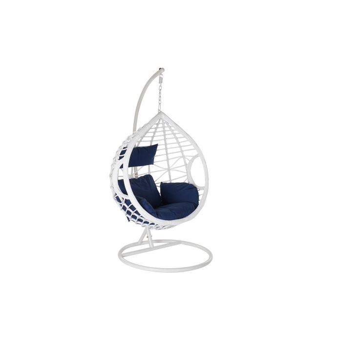 Sillón de jardín colgante DKD Home Decor Azul marino Blanco Aluminio ratán sintético 90 x 70 x 110 cm (107 x 107 x 198 cm) Sillón de jardín colgante DKD Home Decor Azul marino Blanco Aluminio ratán sintético 90 x 70 x 110 cm (107 x 107 x 198 cm)