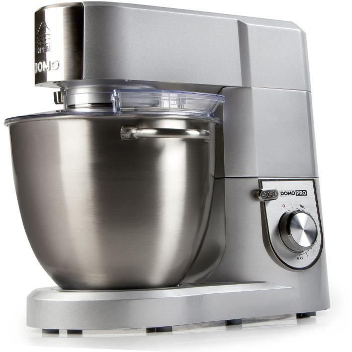 Domo DO9079KR Robot de cocina con motor 1500W, cuenco 6.7L acero inoxidable, batidor, amasador y velocidad progresiva Gris 4