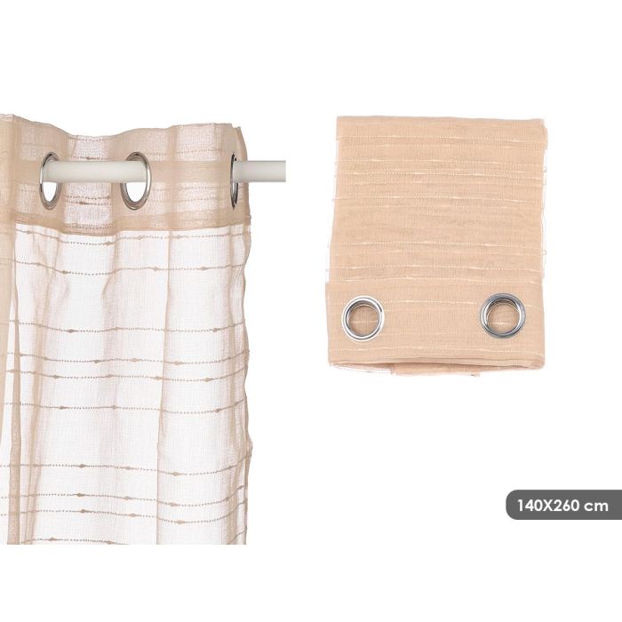 Giftdecor Cortina Beige con Rayas Horizontales, 100% Poliéster, 140x260 cm (6 Unidades)
