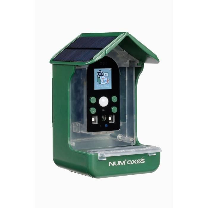 Comedero/bebedero para pájaros con cámara integrada - NUM'AXES - CAM1074 - 120° - Verde 1 Comedero/bebedero para pájaros con cámara integrada - NUM'AXES - CAM1074 - 120° - Verde 1