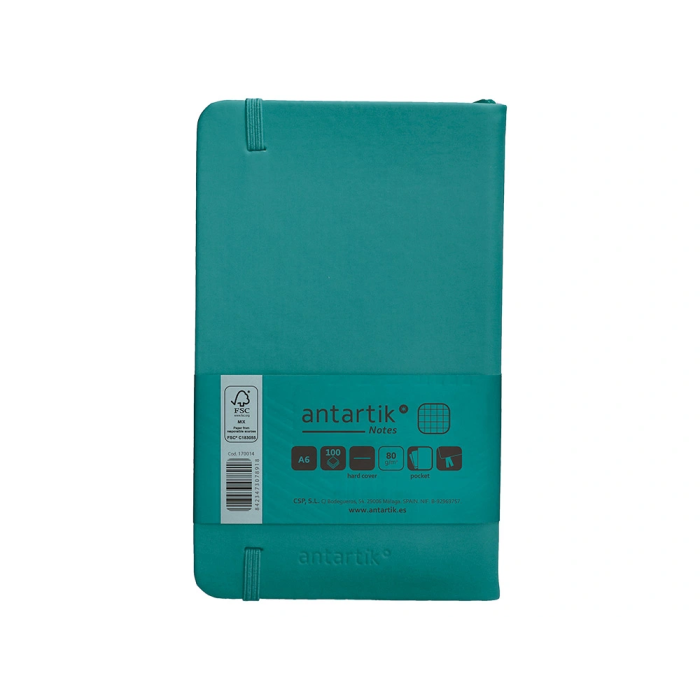 Antartik Cuaderno A6 Tapa Dura Hojas Cuadriculadas 80 gr Verde Aguamarina 100 Hojas 2