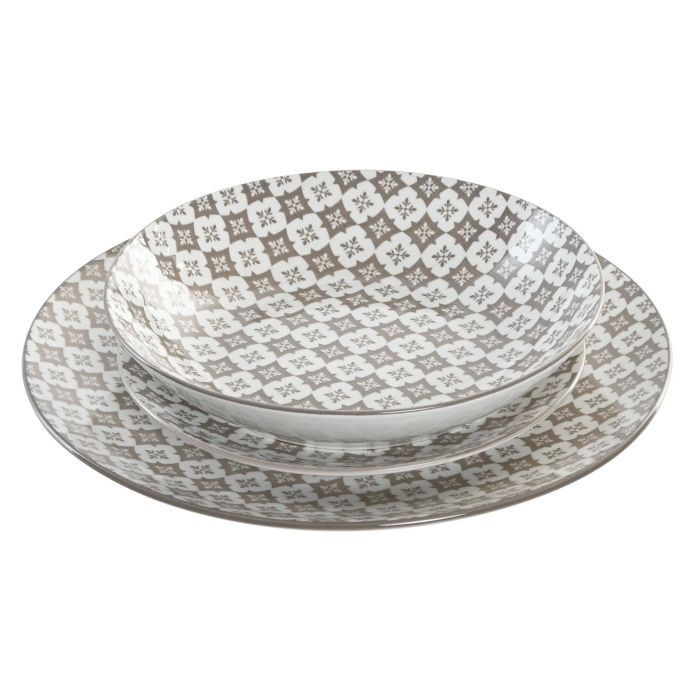 Vajilla Moderno DKD Home Decor Beige 27 x 2 x 27 cm Set de 18 Vajilla Moderno DKD Home Decor Beige 27 x 2 x 27 cm Set de 18