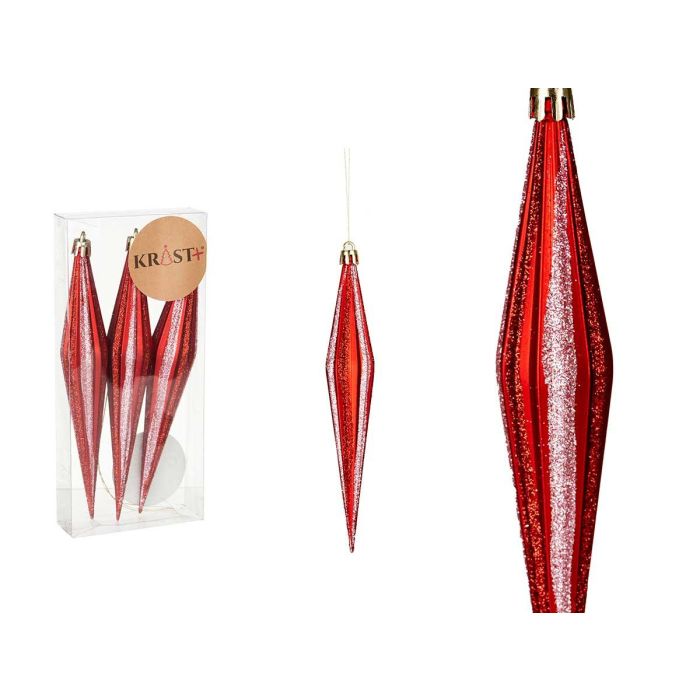 Set 3 Adornos Navidad Alargados Rojo 17 cm Krist+ (12 Unidades) Set 3 Adornos Navidad Alargados Rojo 17 cm Krist+ (12 Unidades)