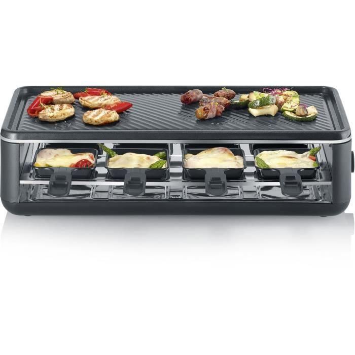 Parrilla Raclette - SEVERIN - RG2365 - 8 personas - Placa de cocción cerámica 48 x 24 cm - Parrilla Raclette 1300 W - Negro 3 Parrilla Raclette - SEVERIN - RG2365 - 8 personas - Placa de cocción cerámica 48 x 24 cm - Parrilla Raclette 1300 W - Negro 3
