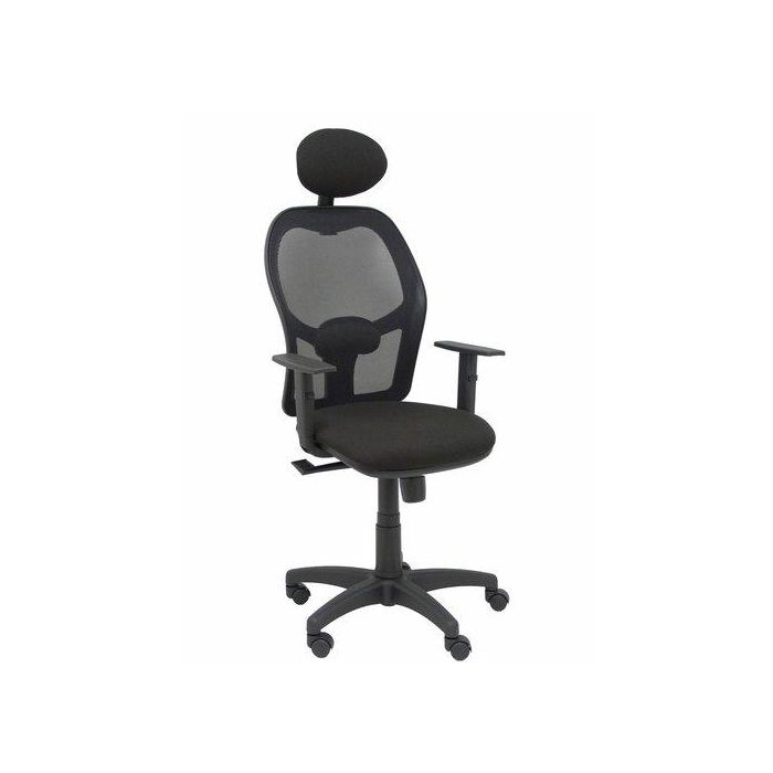 Silla Piqueras Y Crespo Alocen Brazos Regulables Cabecero Incluido Mecanismo Sincro Refuerzo Lumbar Ruedas Nylon Respaldo Malla Negra Transpirable Y Asiento Tapizado Bali Negro