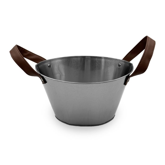 Cubo de Metal Oval con Asa de Piel Grey 22.5 cm - My Bar por Inde (12 Unidades) 1 Cubo de Metal Oval con Asa de Piel Grey 22.5 cm - My Bar por Inde (12 Unidades) 1