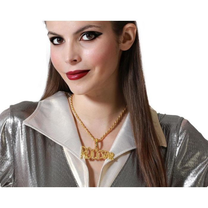 Collar Carnaval Dorado Estrella De Rock Mujer Adulto