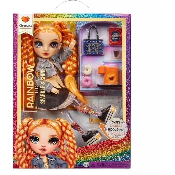MGA 427810 Muñeca Rainbow High Sparkle & Shine Clementine con piernas de destellos líquidos, ropa vaquera naranja y pelo trenzado MGA 427810 Muñeca Rainbow High Sparkle & Shine Clementine con piernas de destellos líquidos, ropa vaquera naranja y pelo trenzado