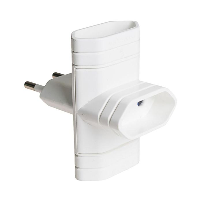 Clavija triple 10a 250v 4mm 2300 W blanca solera 6009. Clavija triple 10a 250v 4mm 2300 W blanca solera 6009.