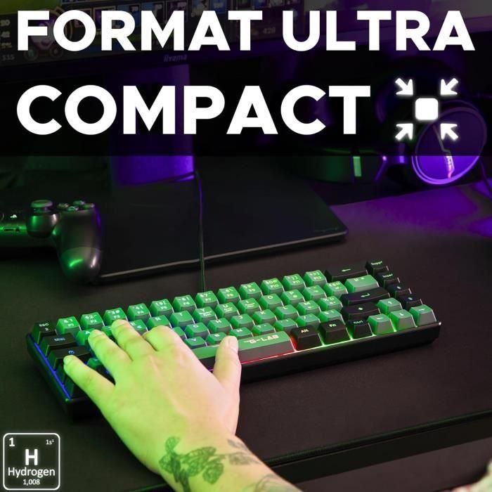The G-Lab KEYZ-HYDRO-GRB/FR Teclado Gaming Membrana 60% Gris y Teclas Negras 1 The G-Lab KEYZ-HYDRO-GRB/FR Teclado Gaming Membrana 60% Gris y Teclas Negras 1