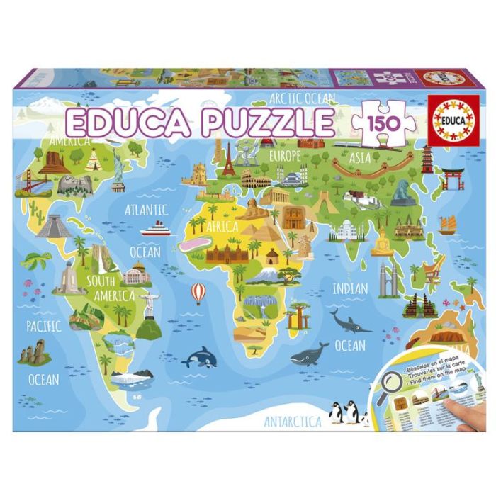 Puzzle 150 Mapamundi Monumentos 18116 Educa