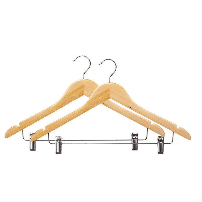 Set 2 Perchas Madera C Pinza Pantalon Kipit 44X26CM (24 Unidades) 1 Set 2 Perchas Madera C Pinza Pantalon Kipit 44X26CM (24 Unidades) 1