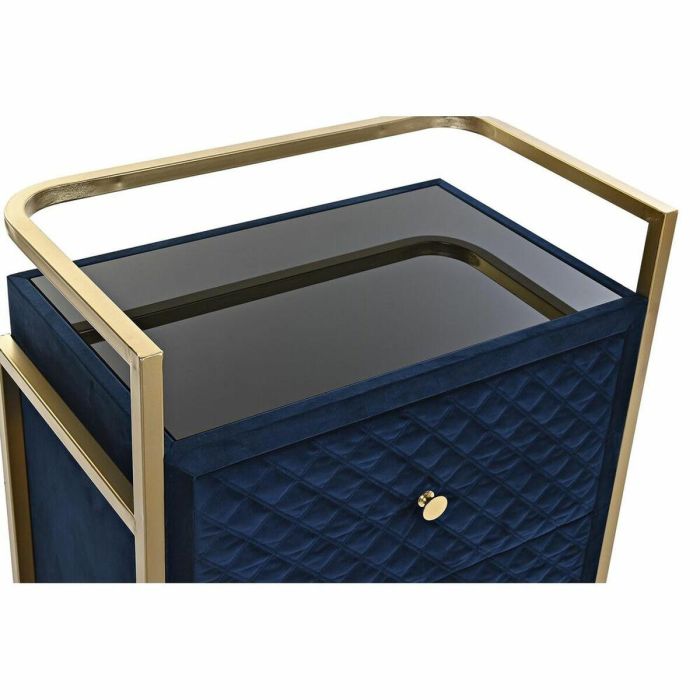 Mesita De Noche Glam DKD Home Decor Azul Dorado 35 x 74 x 60 cm 4