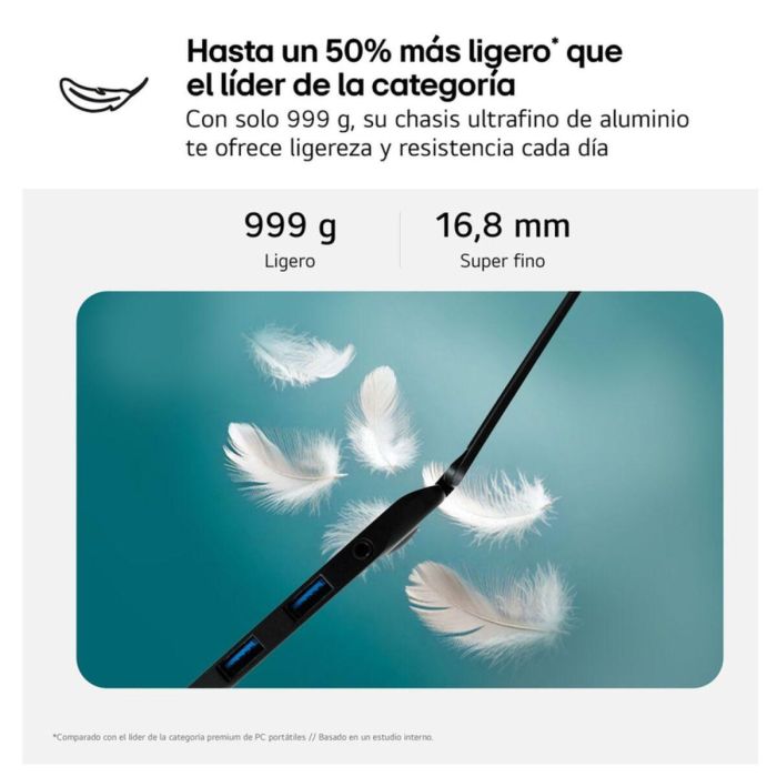 LG Gram 14ZD90RU-G.AX55B Portátil 14" WUXGA Intel Core i5-1334U 16GB RAM 512GB SSD Ultraligero 24.5h Batería FreeDOS Negro 11