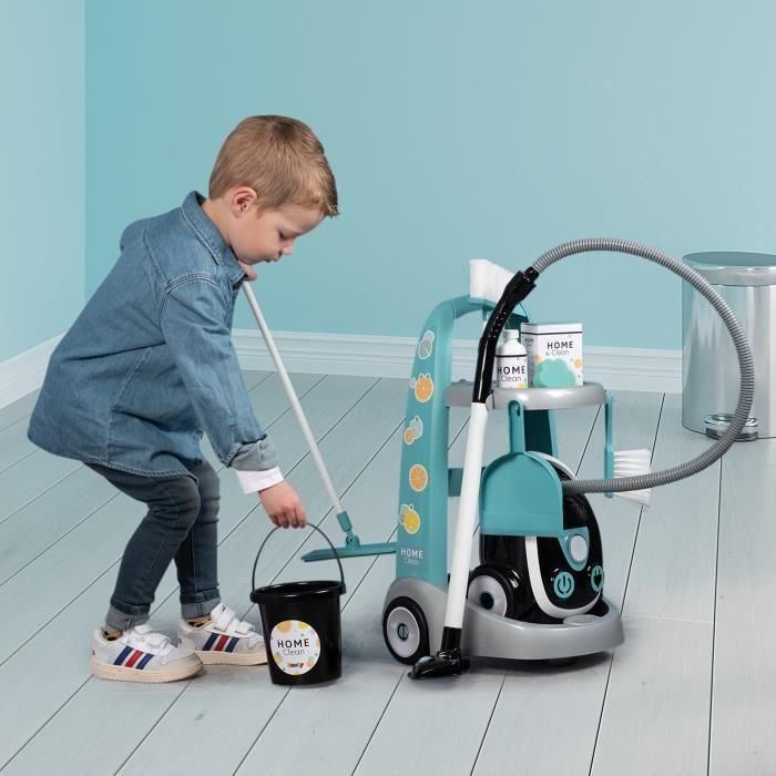 Smoby - Carro de limpieza + aspirador electrónico con succión ruidosa - 9 Accesorios - Pilas incluidas - a partir de 3 años 2 Smoby - Carro de limpieza + aspirador electrónico con succión ruidosa - 9 Accesorios - Pilas incluidas - a partir de 3 años 2