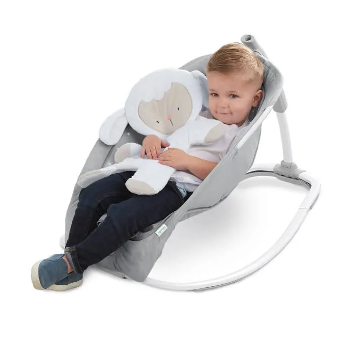Ingenuity Hamaca Giratoria Automática Cuddle Lamb Asiento Mecedor para Bebé con 3 Posiciones, 12 Melodías y Vibraciones 5