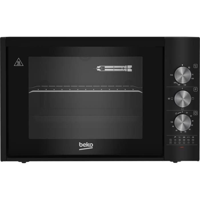 Mini horno - BEKO - BC30B - 30 L - Convección natural - 2 ventanas - Puerta de cristal extraíble - 3 funciones - Negro