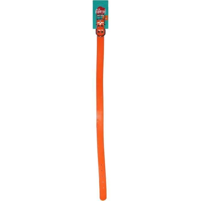 Aime Collar de caza YAGO para perros grandes, PVC Ultra Resistente Hilos Nylon, Naranja Flúor, 63-67cm