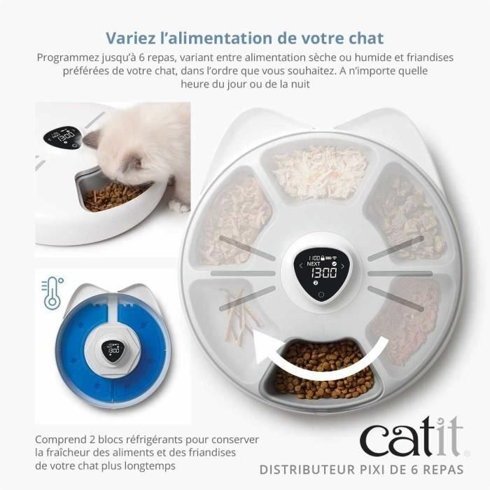 Dispensador de comida para gatos conectado - CATIT - PIXI SMART - 6 x 170 ml - Pantalla táctil LCD - Con bolsas de hielo 1