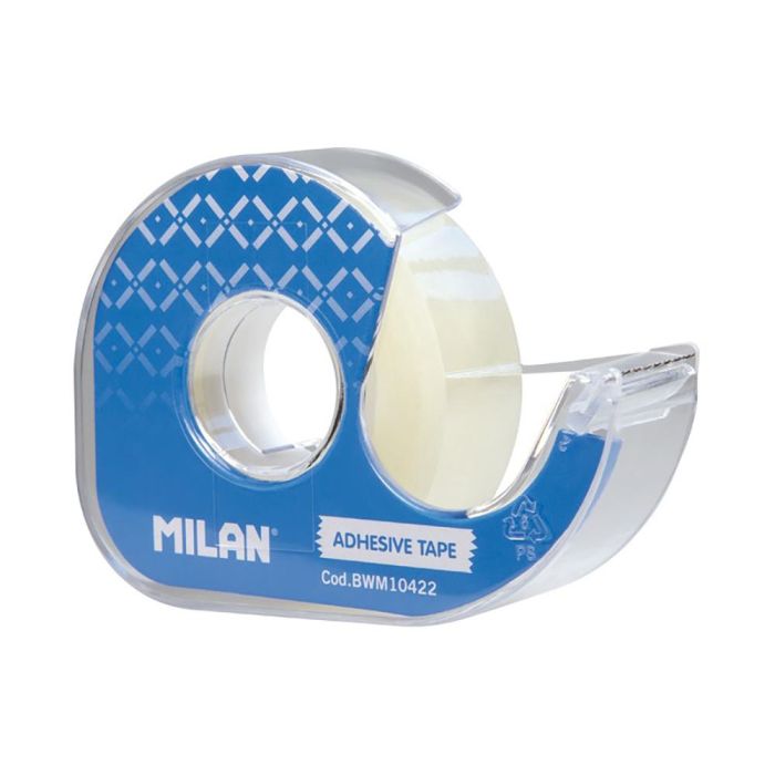 Blister cinta adhesiva transparente 19mm x 33m con dispensador milan 1