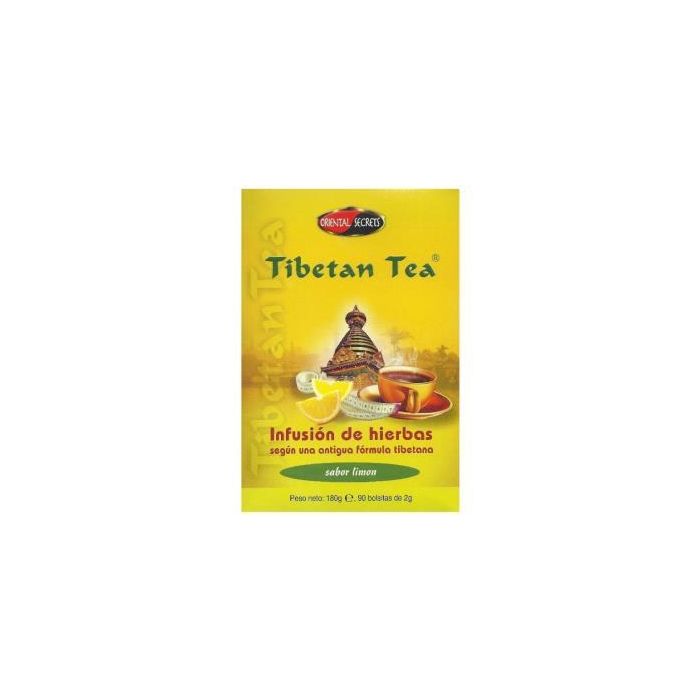 Tibetan Tea Infusión Limón con Hierbas Tibetanas, Terminalia y Ortiga Verde, 90 sobres