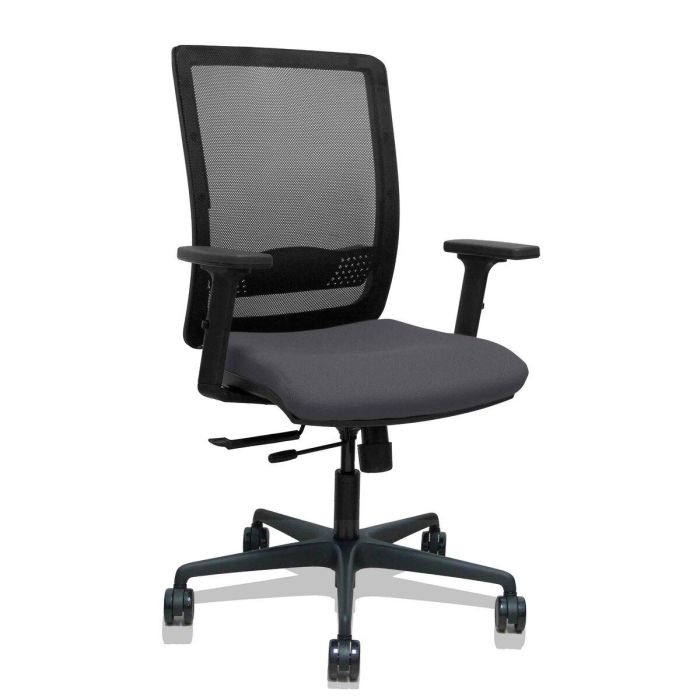 PIQUERAS Y CRESPO Silla Haches traslack malla negra asiento bali gris oscuro brazos 2D ruedas 65mm PIQUERAS Y CRESPO Silla Haches traslack malla negra asiento bali gris oscuro brazos 2D ruedas 65mm