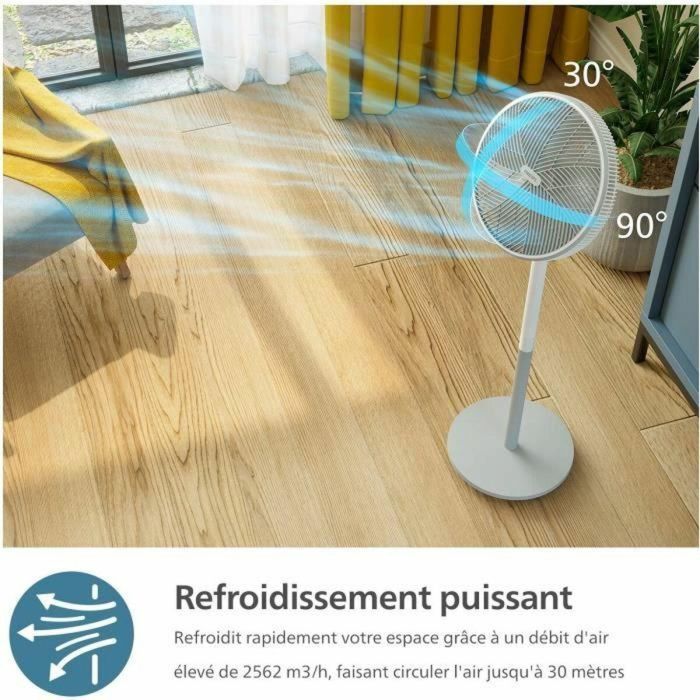 Philips Ventilador de Pedestal CX2550/00 - Altura regulable 82-125 cm - Ultra Silencioso - Blanco 7 Philips Ventilador de Pedestal CX2550/00 - Altura regulable 82-125 cm - Ultra Silencioso - Blanco 7