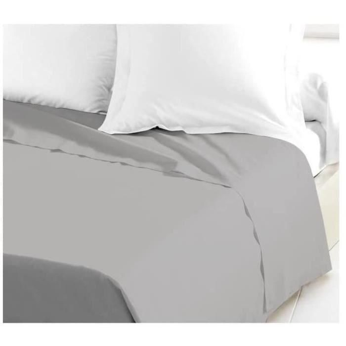 Lovely Home Sábana plana 100% algodón 54 hilos 180x290 cm gris claro para cama individual Certificado OeKO-TEX 1