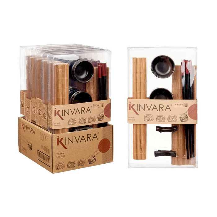 Kinvara Set Sushi Cerámica y Bambú 8 Piezas 16.5x3x30 cm (Set de 12) Kinvara Set Sushi Cerámica y Bambú 8 Piezas 16.5x3x30 cm (Set de 12)
