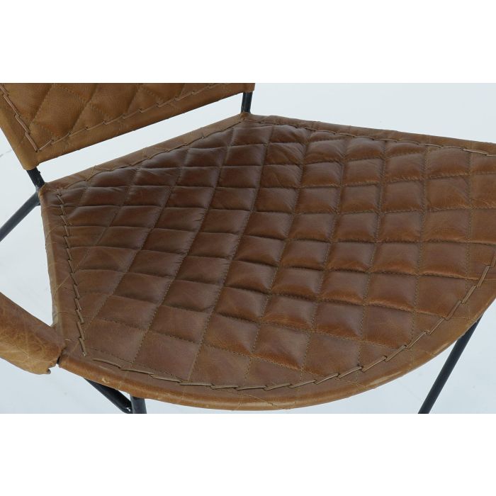 DKD Home Decor Silla Vintage de Metal y Piel, Marrón Claro y Negro, Altura Asiento 43 cm, Dimensiones 81x67x71 cm 1 DKD Home Decor Silla Vintage de Metal y Piel, Marrón Claro y Negro, Altura Asiento 43 cm, Dimensiones 81x67x71 cm 1