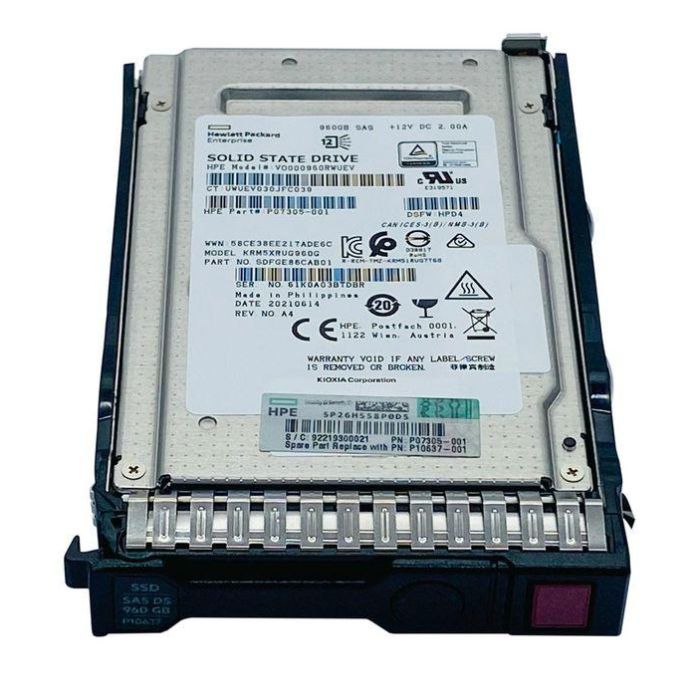 Hewlett Packard Enterprise 960GB SAS Solid State Drive - 2.5-inch small form factor (SFF), Read Intensive (RI), Smart Carrier (SC), VS, Digitally Signed Firmware (DS) 2 Hewlett Packard Enterprise 960GB SAS Solid State Drive - 2.5-inch small form factor (SFF), Read Intensive (RI), Smart Carrier (SC), VS, Digitally Signed Firmware (DS) 2