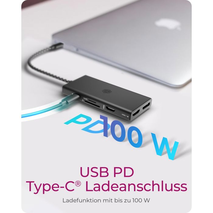 ICY BOX IB-DK4011-CPD USB-C 9-in-1 PD 100W DockingStation 4