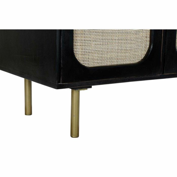 DKD Home Decor Buffet Moderno Negro Natural de Mango y Ratán con 4 Puertas, 3 Estanterías y Desmontable, 150 x 40 x 78 cm 6