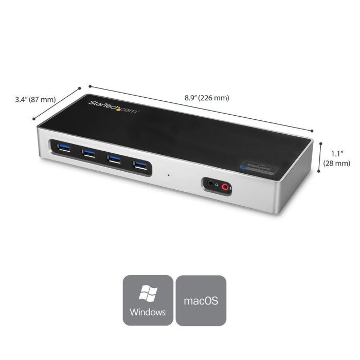 Hub USB Startech DK30A2DH Negro/Plateado Plateado 40 W 2