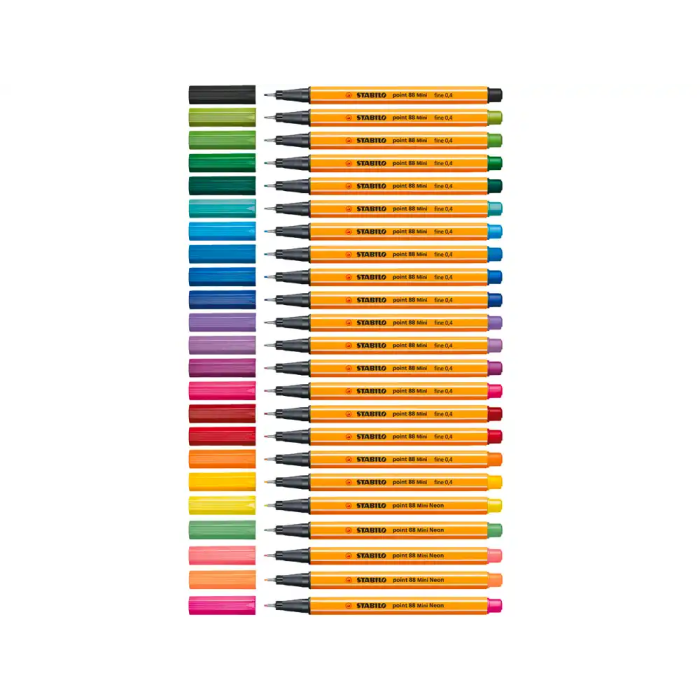 Stabilo Rotulador Punta de Fibra Point 88 Mini Estuche de 18 Unidades Colores Surtidos Trazo 0,4mm 1