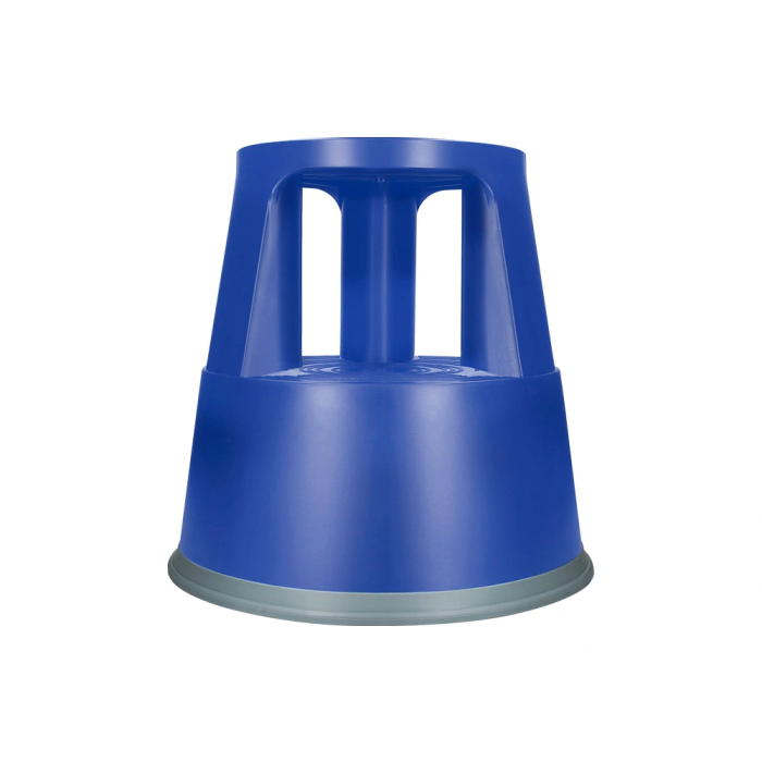 Q-connect Taburete Azul con Ruedas Retráctiles y Dos Niveles, ABS Resistente 1
