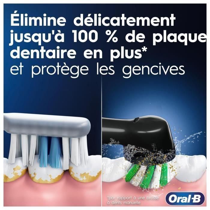 Cepillo de dientes eléctrico Oral-B Pro 3 3900 - Juego de 2 - 2 mangos negros - 3 cabezales - Diseñado por Braun 2