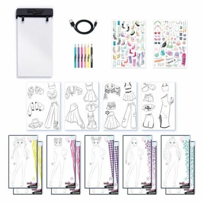 Canal Toys Fashion Designer Light-Up Pad - Bloc de Diseño de Moda con Luz para Crear Atuendos con Plantillas e Iluminar Diseños, +6 años, 25x5x27 cm 1