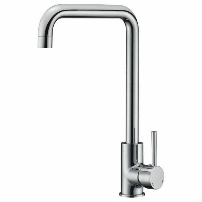 Rousseau Grifo de Cocina Kiloo Gris Cromo Sin Ducha de Mano, Cartucho Cerámico Ø35mm, Ahorro de Agua, Cuerpo Latón, Caño Móvil