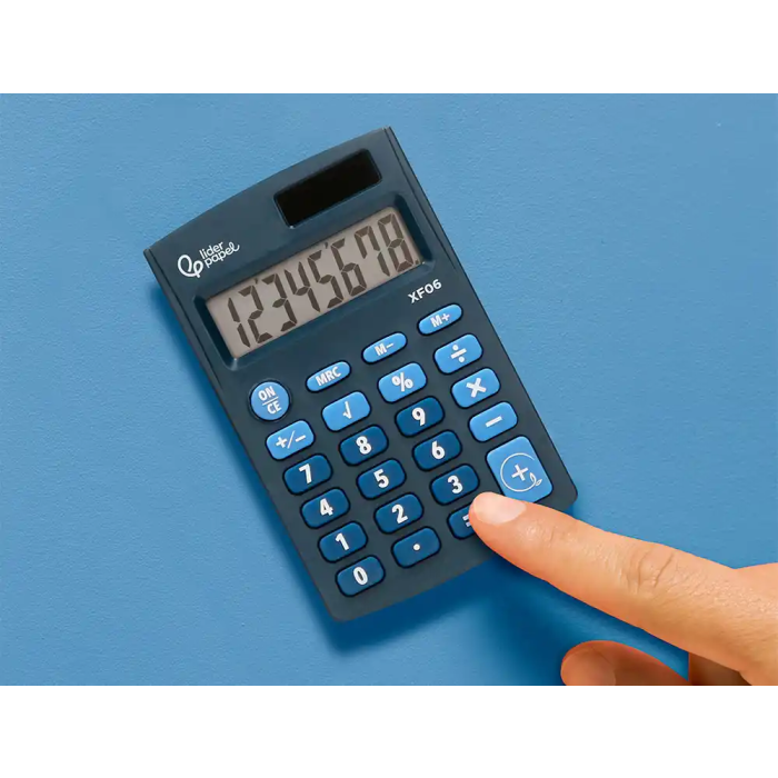 Liderpapel xf06 Calculadora de Bolsillo 8 Dígitos Solar y Pila Color Azul 98x62x8 mm 5